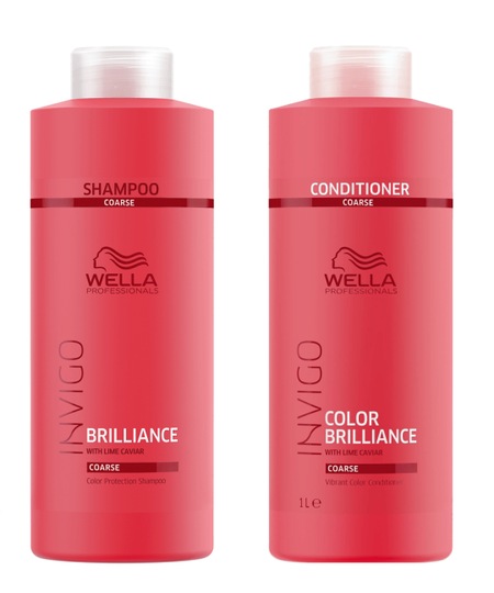 Wella - Invigo Color Brilliance Coarse Hair Shampoo 1000 ml + Invigo Color Brilliance Conditioner Coarse Hair 1000 ml