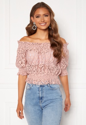 BUBBLEROOM Peaches off shoulder top Dusty pink 38