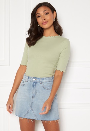BUBBLEROOM Tania rib tee Dusty green XS