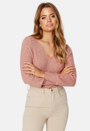 ONLY Atia L/S V-Neck Pullover Dusty Rose Melange L