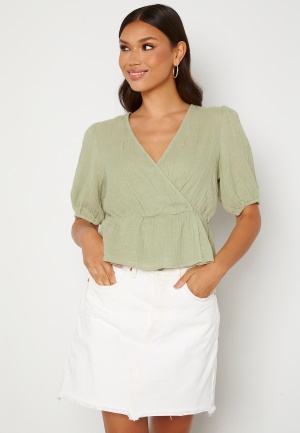 VERO MODA Petrine S/S Wrap Top Desert Sage XL