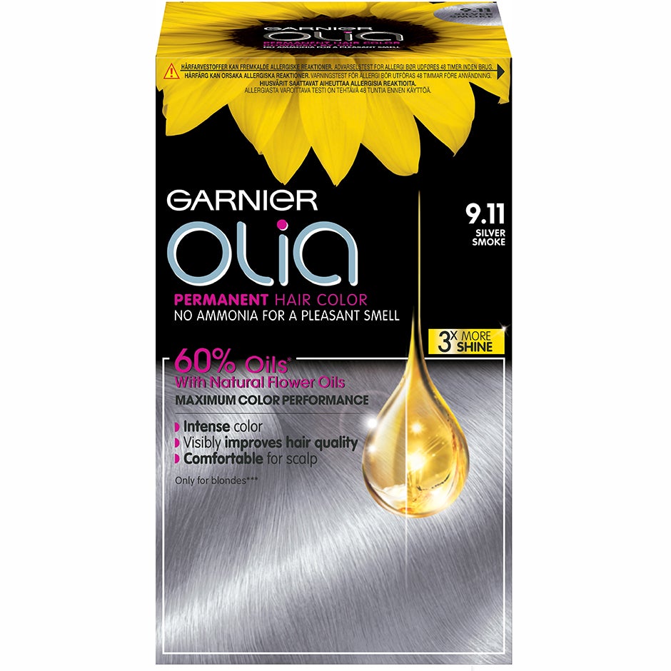 Garnier Olia Permanent Hair Colour 9.11 Silver Smoke, Garnier Hiusvärit