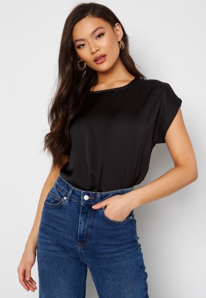 VILA Ellette S/S Satin Top Black 36