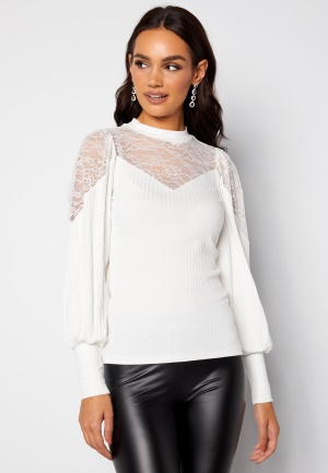 Happy Holly Nathalie lace puff top White 36/38