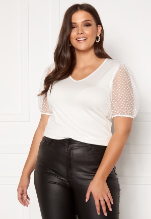 Happy Holly Melissa v-neck puff top Offwhite 32/34