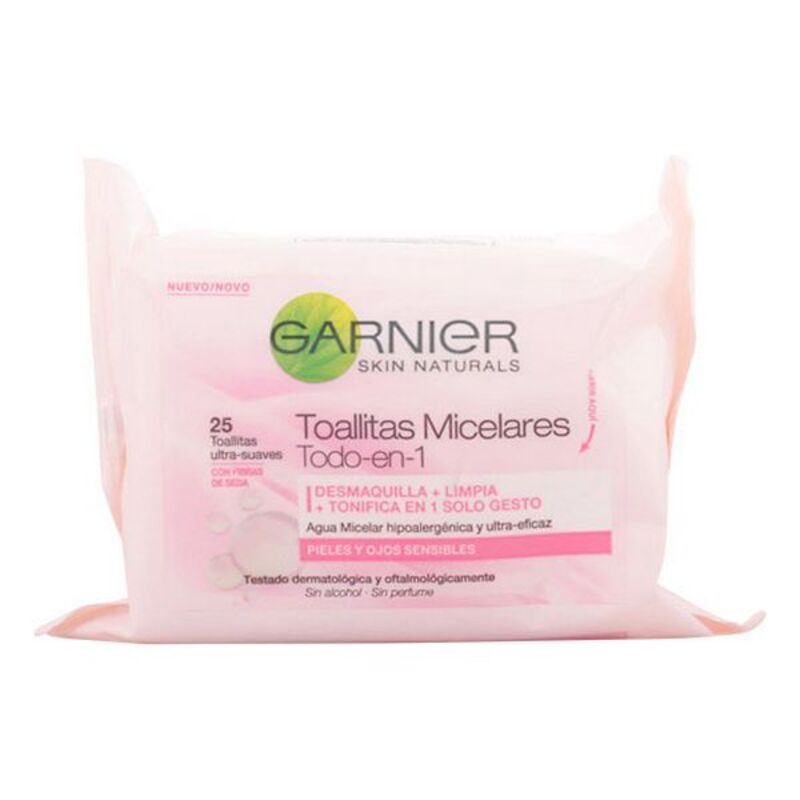 Meikinpoistoliinat Skin Naturals Agua Micelar Garnier(Määrä 25 Kappaletta)