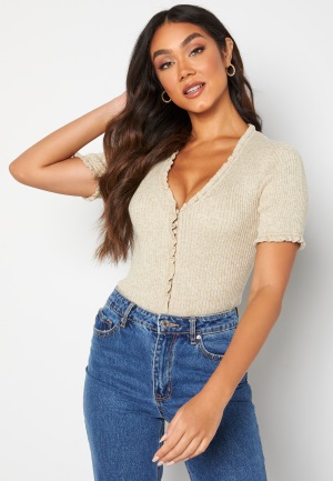 ONLY Lina S/S Ruffle Cardigan Pumice Stone Detail XS