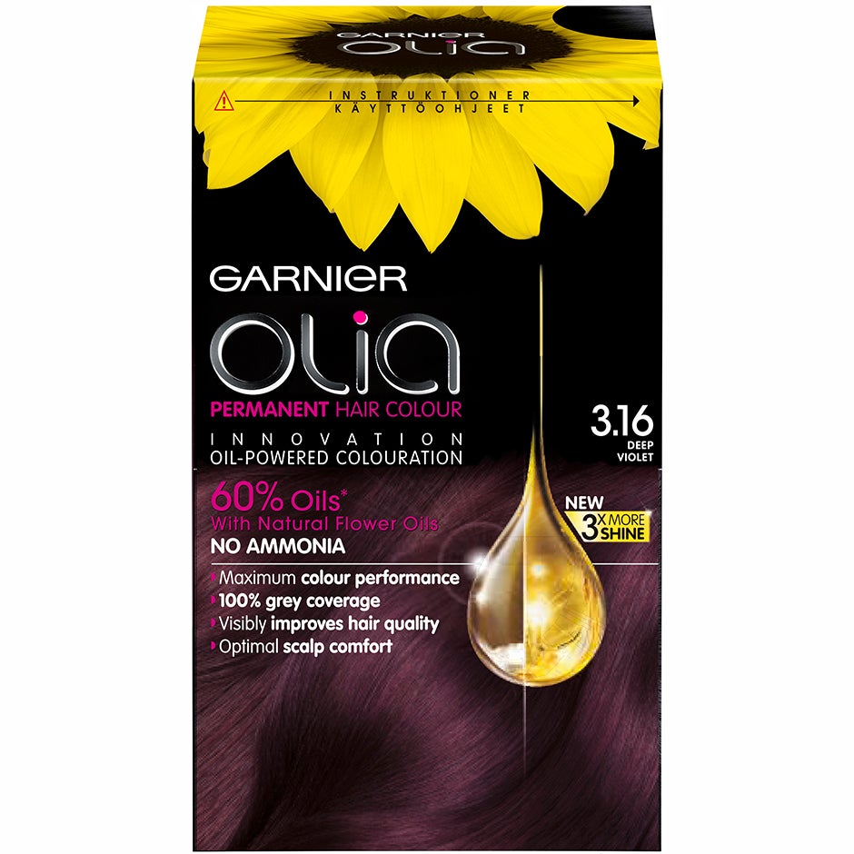 Garnier Olia Permanent Hair Colour, 3.16 Deep Violet, Garnier Hiusvärit
