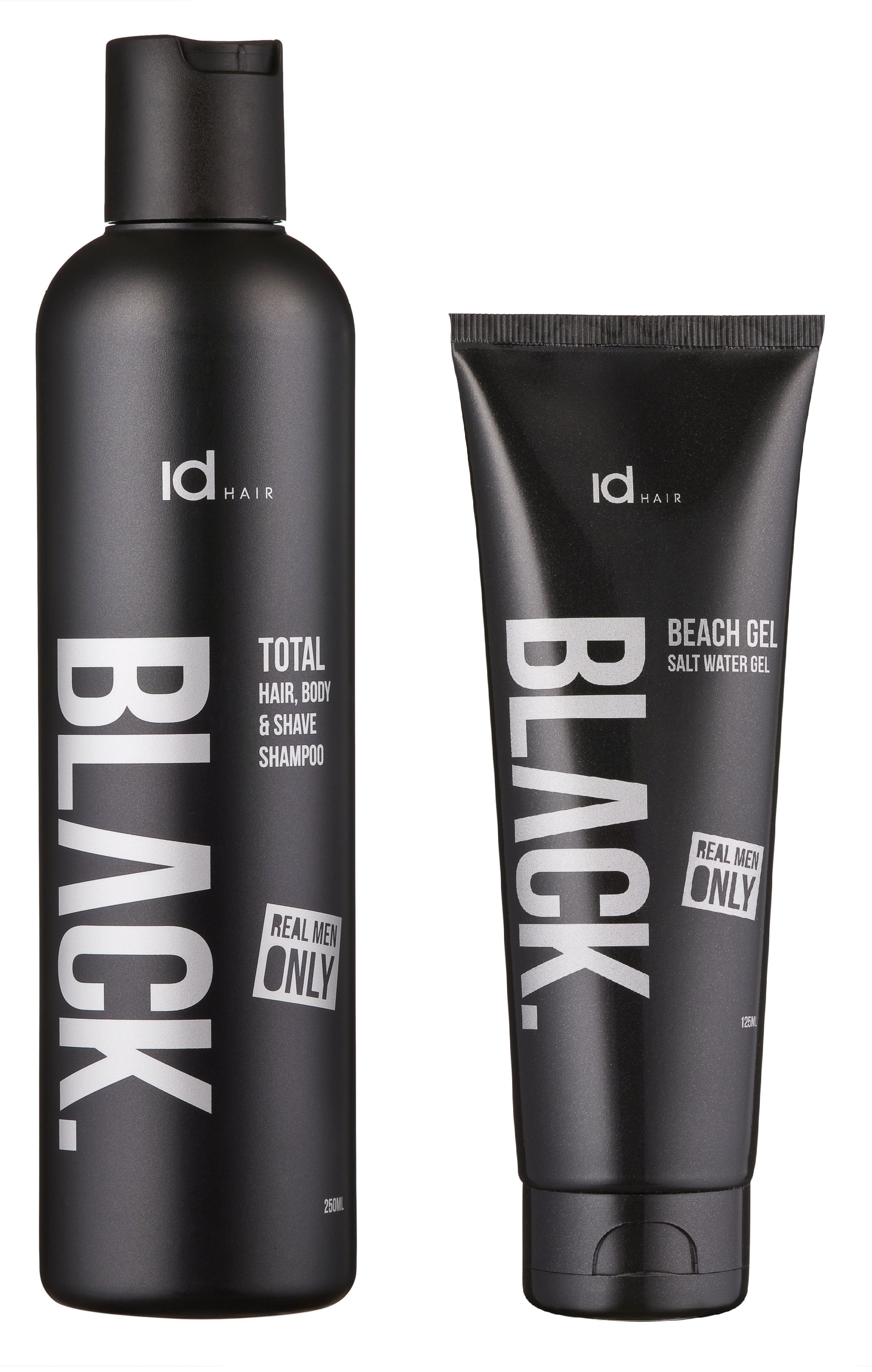 IdHAIR - Black Shampoo Total 3 in 1 250 ml + Black Beach Gel 125 ml