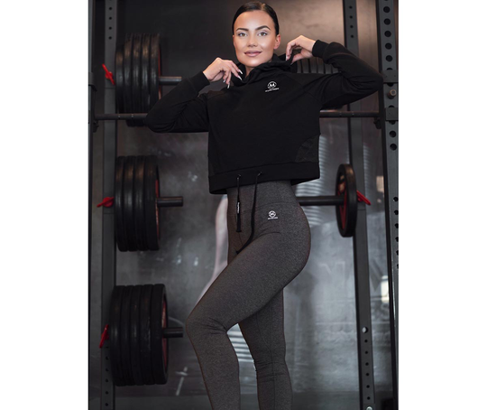 M-NUTRITION Sports Wear High Waist Workout Tights, Melange Grey