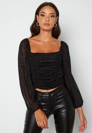 BUBBLEROOM Henny rhinestone top Black XL