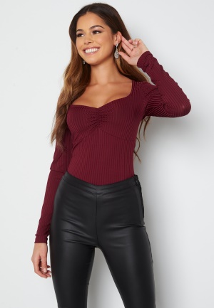 BUBBLEROOM Henly rib top Wine-red XS