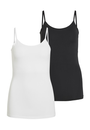 VILA Surface Strap Top New 2-pack Black/Optical Snow M/L