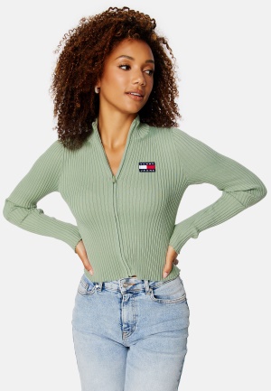 TOMMY JEANS Badge Zip Trhu Sweater L0E Dusty Sage XL