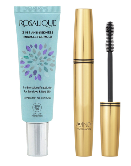 Rosalique - 3 i 1 Anti Rødme Creme SPF50 30 ml + Lavinde Copenhagen - Beyond Volume&Curl Mascara - Black