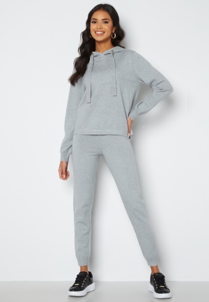 Pieces Fame HW Knit Pants Light Grey Melange M