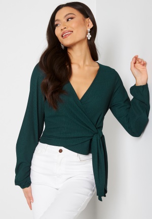 BUBBLEROOM Leighton wrap top Dark green XS
