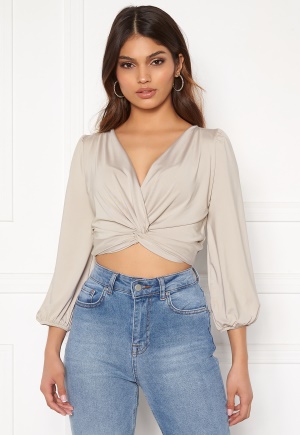 Sara Sieppi x Bubbleroom Draped Crop Top Grey XS