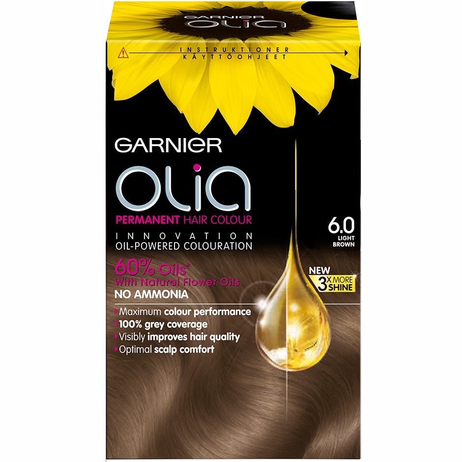 Garnier Olia Permanent Hair Colour, 6.0 Light Brown, Garnier Hiusvärit