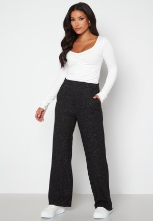 VERO MODA Chill Wide Leg Pants Dark Grey Melange XL