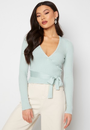 BUBBLEROOM Enea knitted wrap top Light mint L