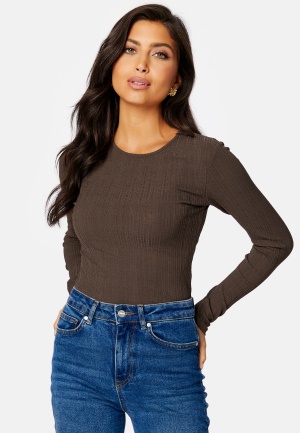 BUBBLEROOM Varja rib top Dark brown XL