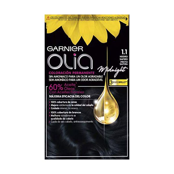 Pysyvä väriaine Olia 1,10 Black Sapphire Garnier Ammoniakkivapaa (4 Kappaletta)