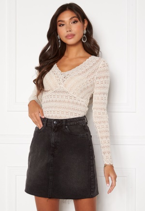 VILA Chikka V-Neck L/S Lace Top Birch L