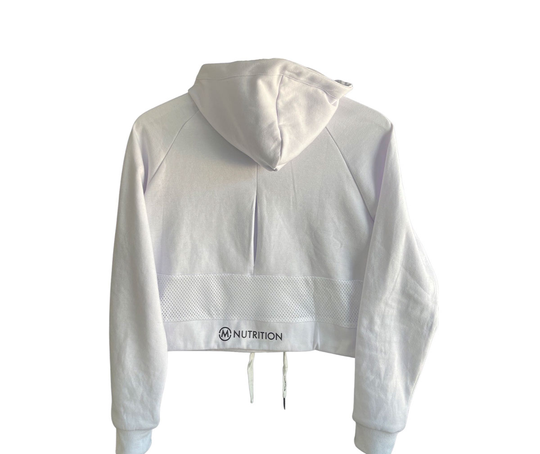 M-NUTRITION Sports Wear Crop Top Hoodie, White