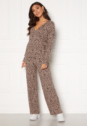 Pieces Polly MW Pant Warm Taupe AOP Leo XS