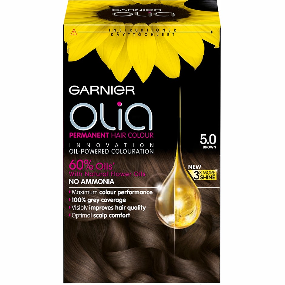 Garnier Olia Permanent Hair Colour, 5.0 Brown, Garnier Hiusvärit