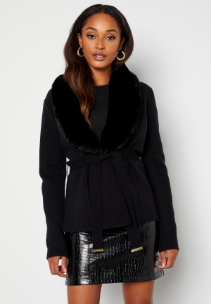Chiara Forthi Arina heavy knit wrap jacket Black 42