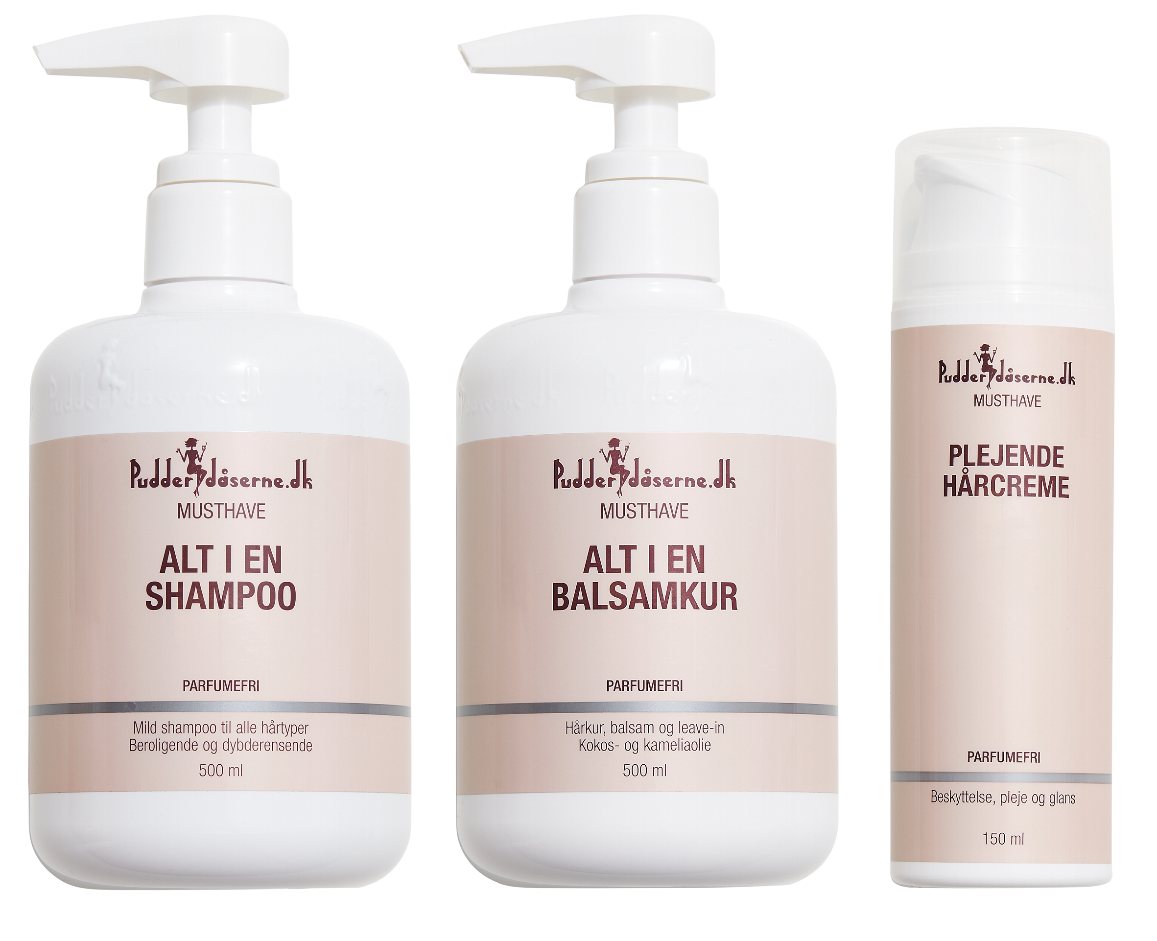 Pudderdåserne - Co-wash 500 ml + All in One Conditioner/Mask 500 ml + Nourishing Hair Cream 150 ml