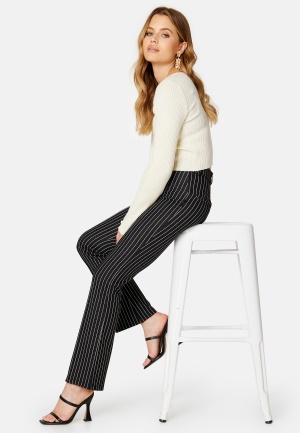 BUBBLEROOM Idarina soft flared suit trousers Black / Striped XS