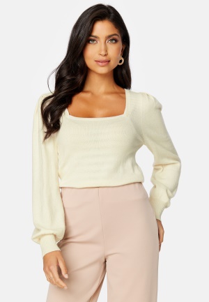 ONLY Lesly L/S Square Puff Knit Whitecap Gray Detail S
