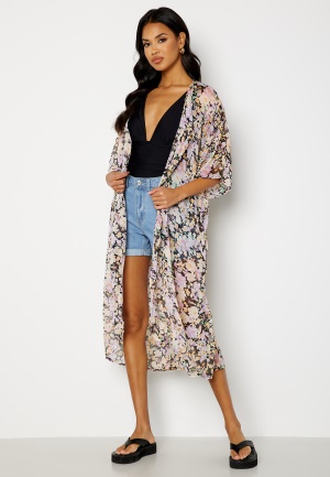 Pieces Vertrud Kaftan Box Black AOP:Flower One size