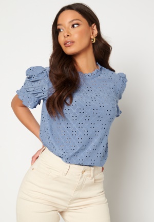 VILA Kawa S/S Flounce Top English Manor XS