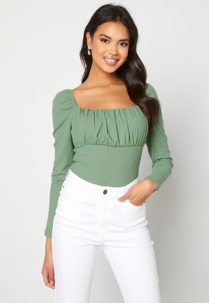 BUBBLEROOM Neija square neck top Dusty green XS