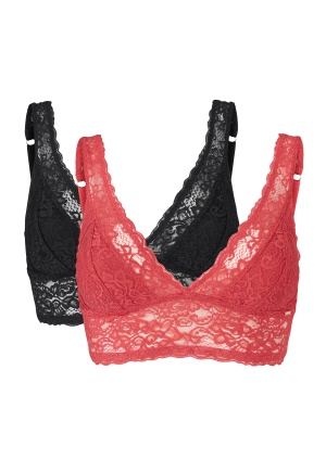 DORINA Lana 2-pack Bralette 2X0172-CORAL/BLACK XS