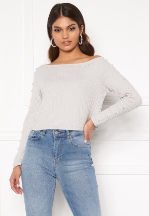 Sara Sieppi x Bubbleroom Pearl Boat Neck Top Grey S