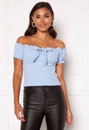 BUBBLEROOM Jenna off shoulder top Dusty blue XS