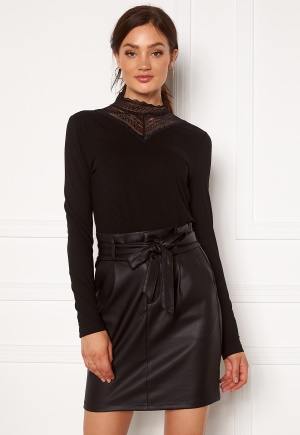 VILA Solitta Rib Lace L/S Top Black XL