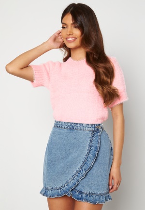 Blue Vanilla Fluffy Knit Top Pink S/M