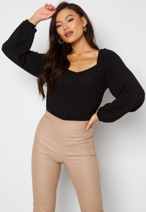 VILA Cotin Square Neck L/S Top Black XS