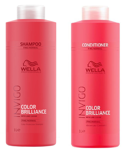 Wella - Invigo Color Brilliance Shampoo Fine Hair 1000 ml + Wella - Invigo Color Brilliance Conditioner Fine Hair 1000 ml