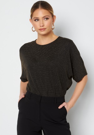 ONLY Carolla Loose Glitter Top Black Gold Glitter S