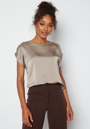 VILA Ellette S/S Satin Top Fungi 36