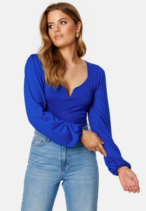 BUBBLEROOM Rudina puff sleeve top Blue XS