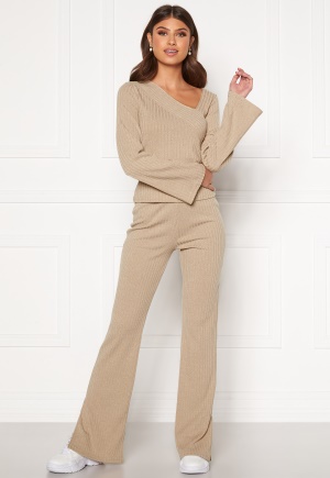 BUBBLEROOM Lesley rib trousers Beige L