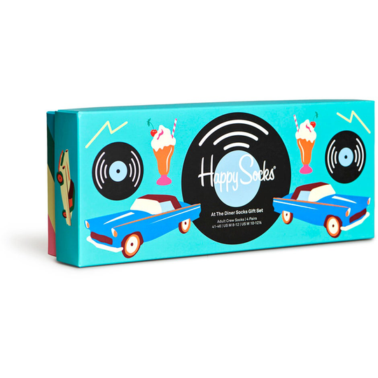 4-Pack At The Diner Socks Gift Set, Happy Socks Bokserit ja sukat